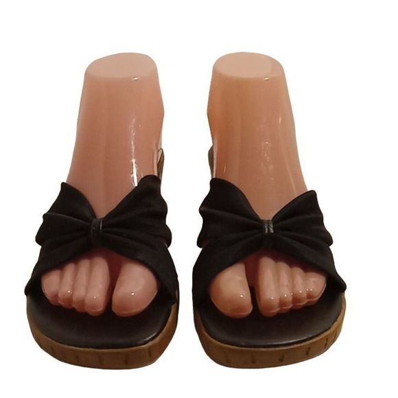 Sahara Black Wedge Heel Sandals Women's Size 8 - Picture 3 of 9